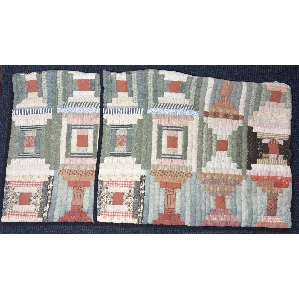 Pottery Barn Sham Set JAXSON Patchwork Quilted STANDARD Cotton Shams Farmhouse